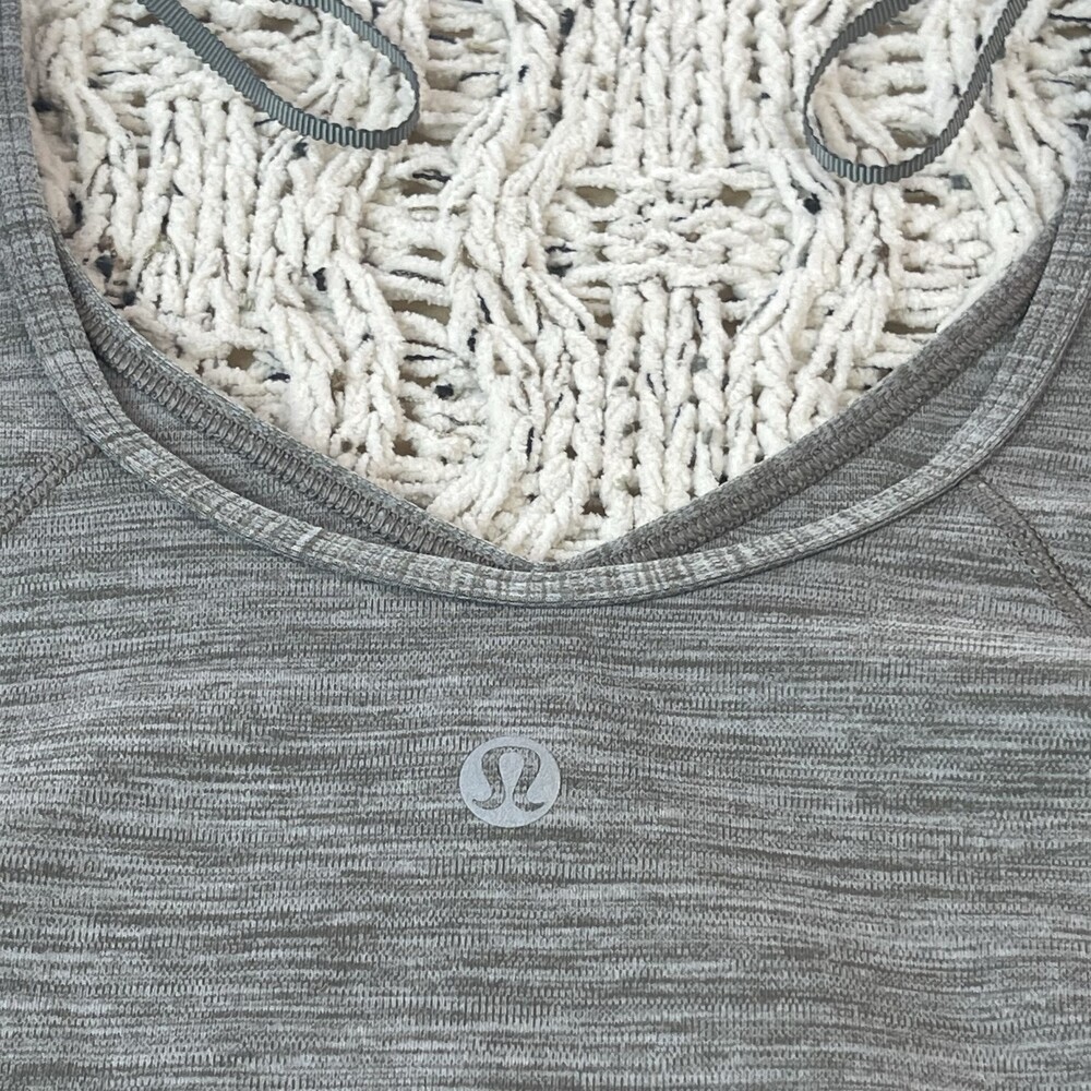 Lululemon Align Long Sleeve Crop Top Womens 8 Heathered Gray V-Neck Fabric NEW - Picture 9 of 9